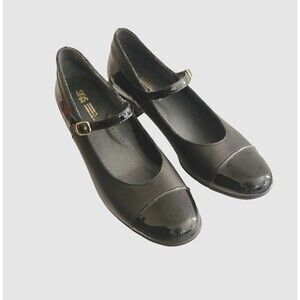 SAS Isabel Mary Jane Heels Women's Sz 9.5 Black Leather Patent Toe Comfort  NWOB